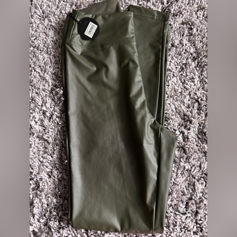 Offline by Aerie Faux Leather Dark Green Leggings - NWT